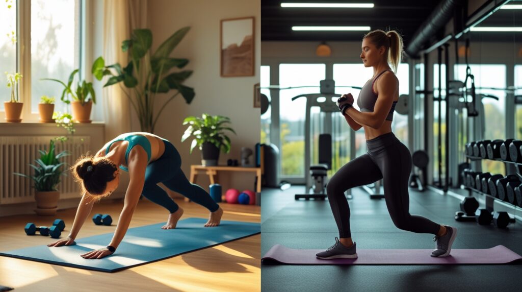 workout at home or gym